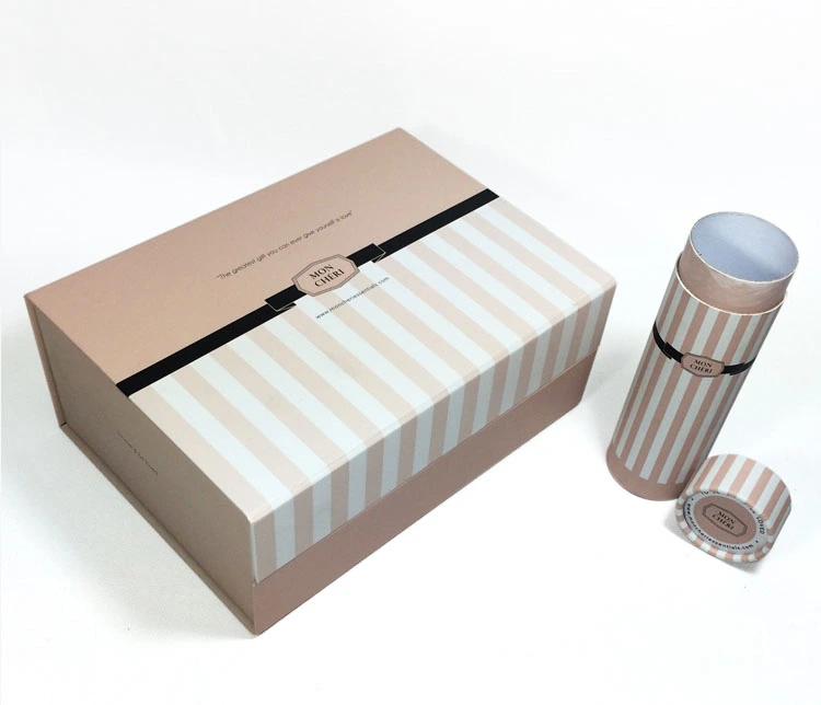 beige box set packaging for lip gloss tubes