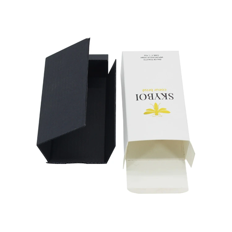 black and white sliding drawer box for perfume set