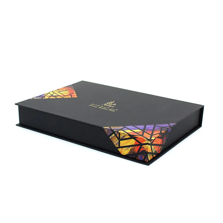 black rigid box with patterned base design