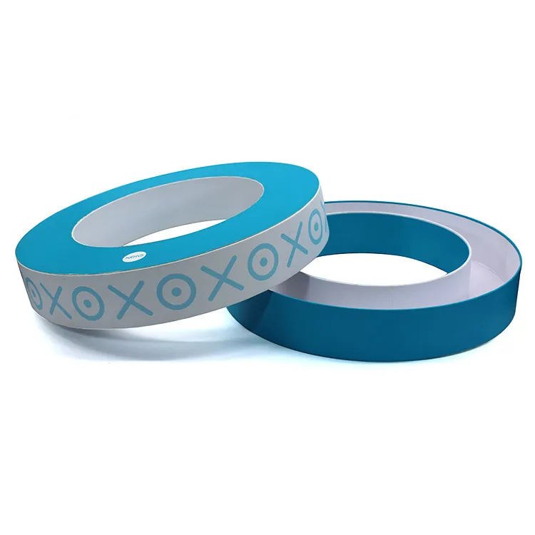 blue geometric pattern round cookie box