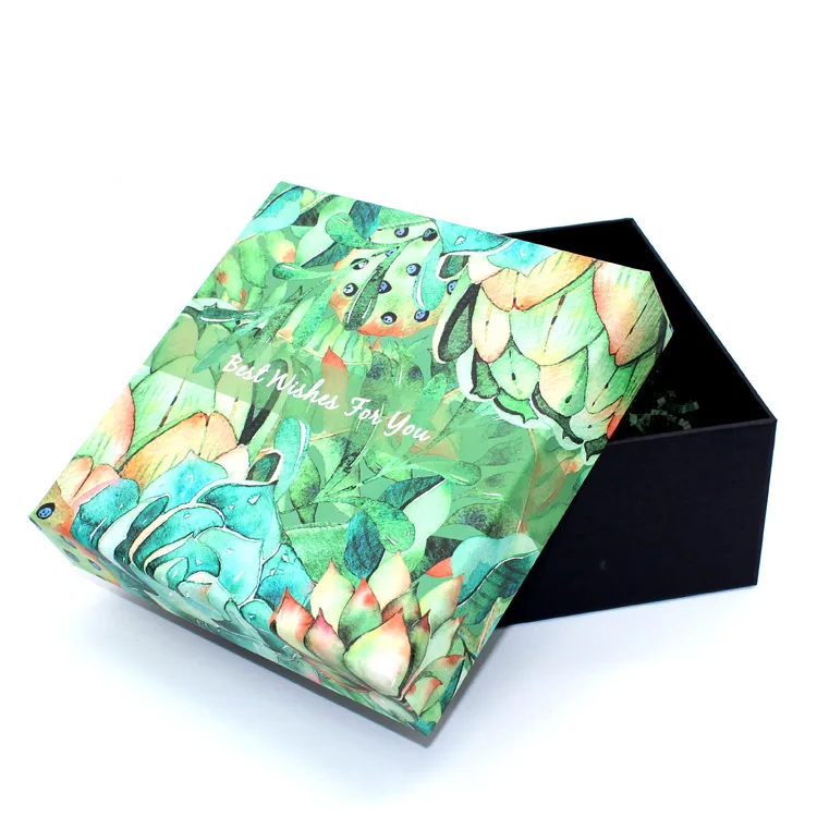 floral print paper gift box lid and base 1
