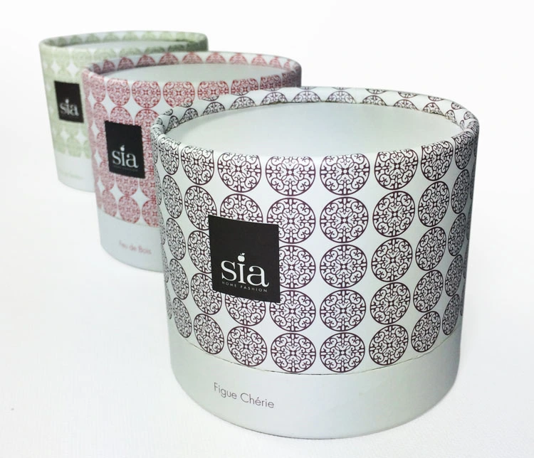 grey geometric pattern cylinder box for home fragrance