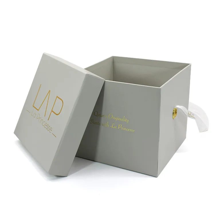 matte grey square flower packaging box