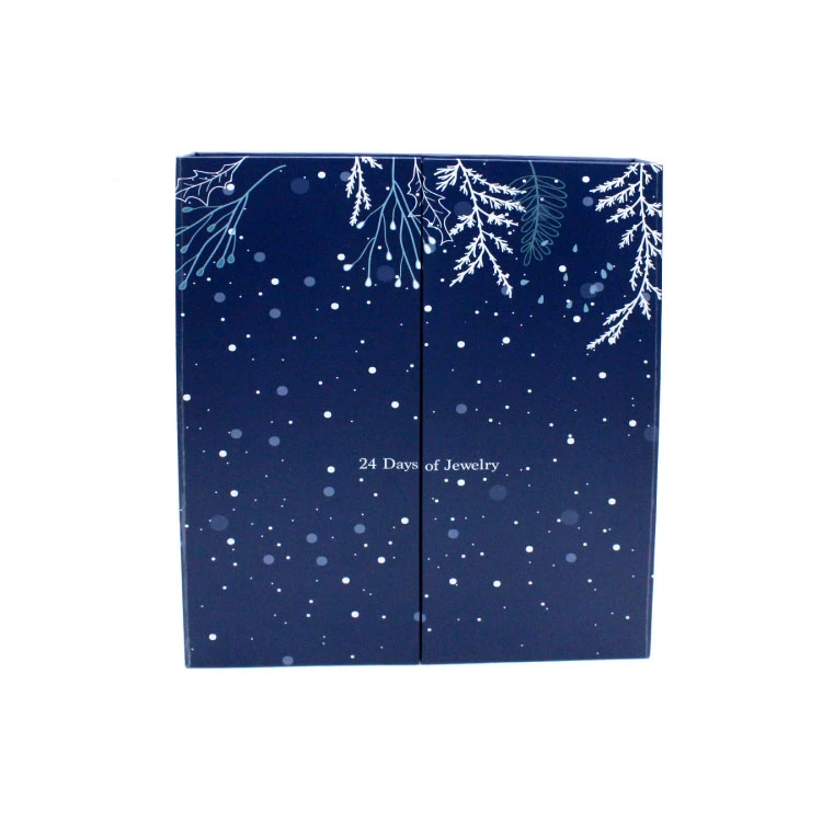 navy blue snowflake magnetic book style advent calendar