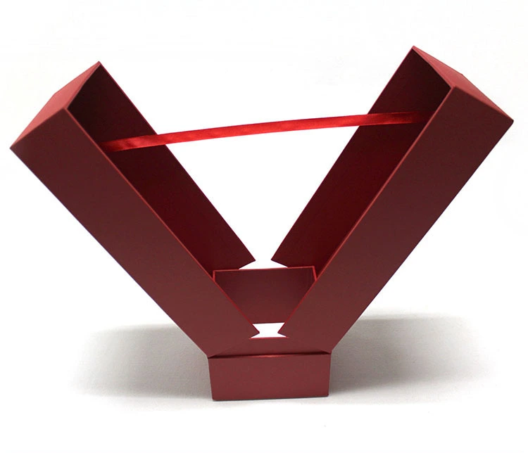unique v shape opening red wine box