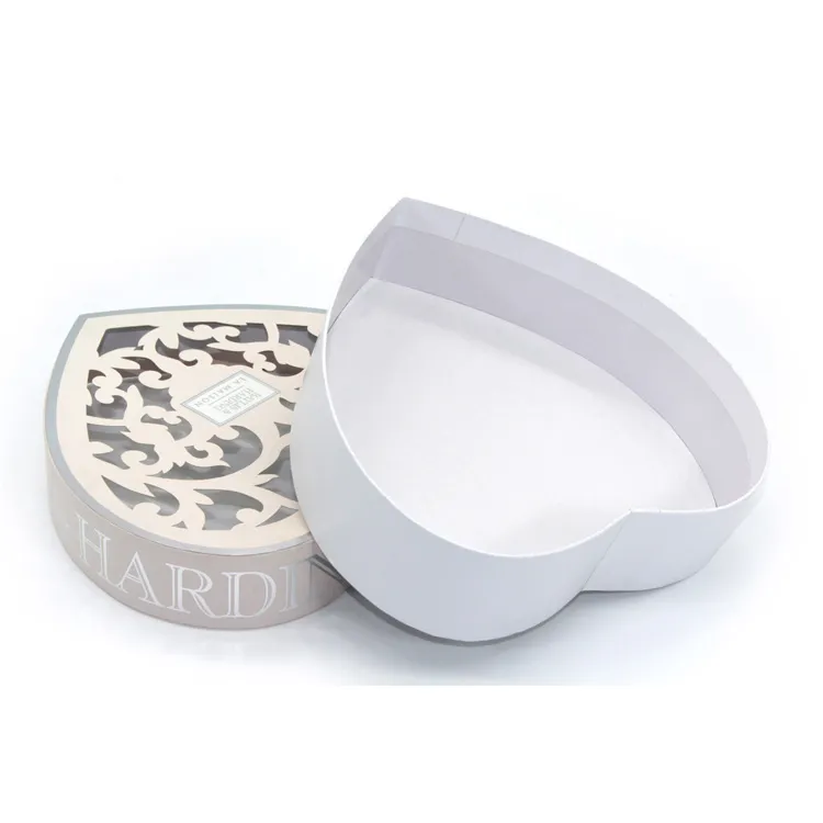 white heart box with silver scroll pattern lid