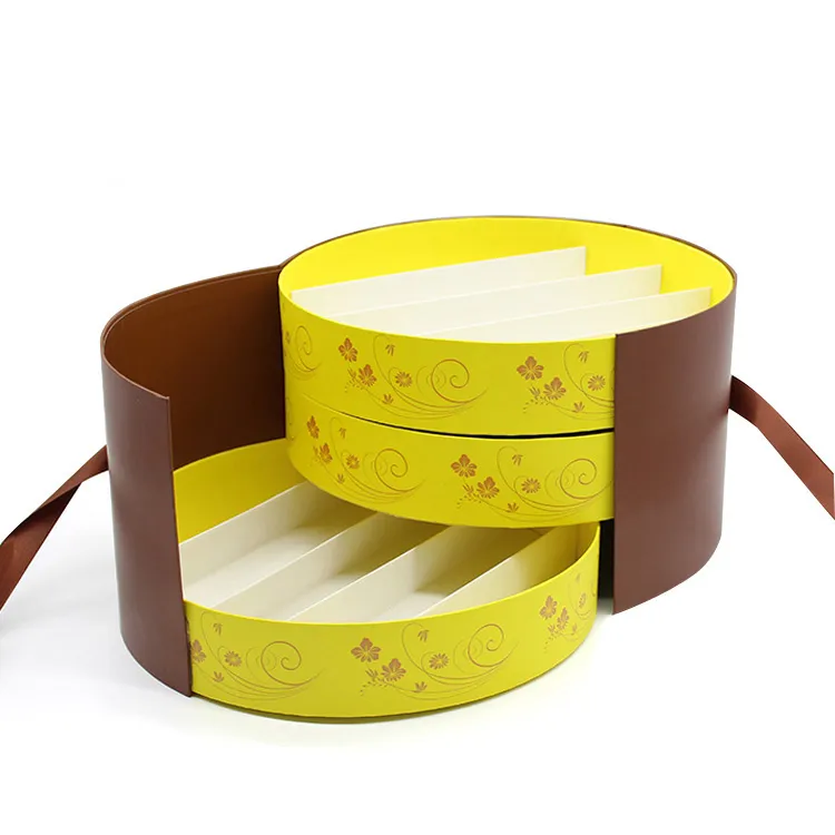 yellow round 2 tier gift box